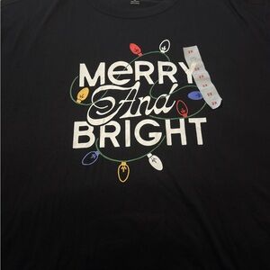 Old Navy “Merry & Bright" Christmas Holiday BLACK Pajama Top 2x 
Short sleeve